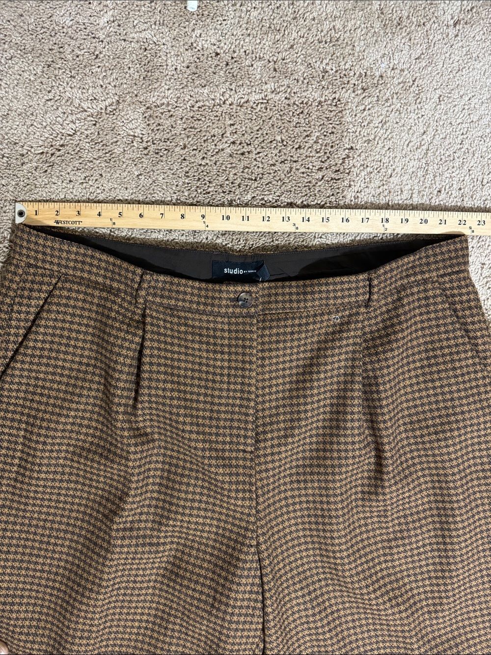 NWT Studio Torrid Wool Blend Wide-Leg Brown Houndstooth Trousers size 22 Career - Picture 9 of 12